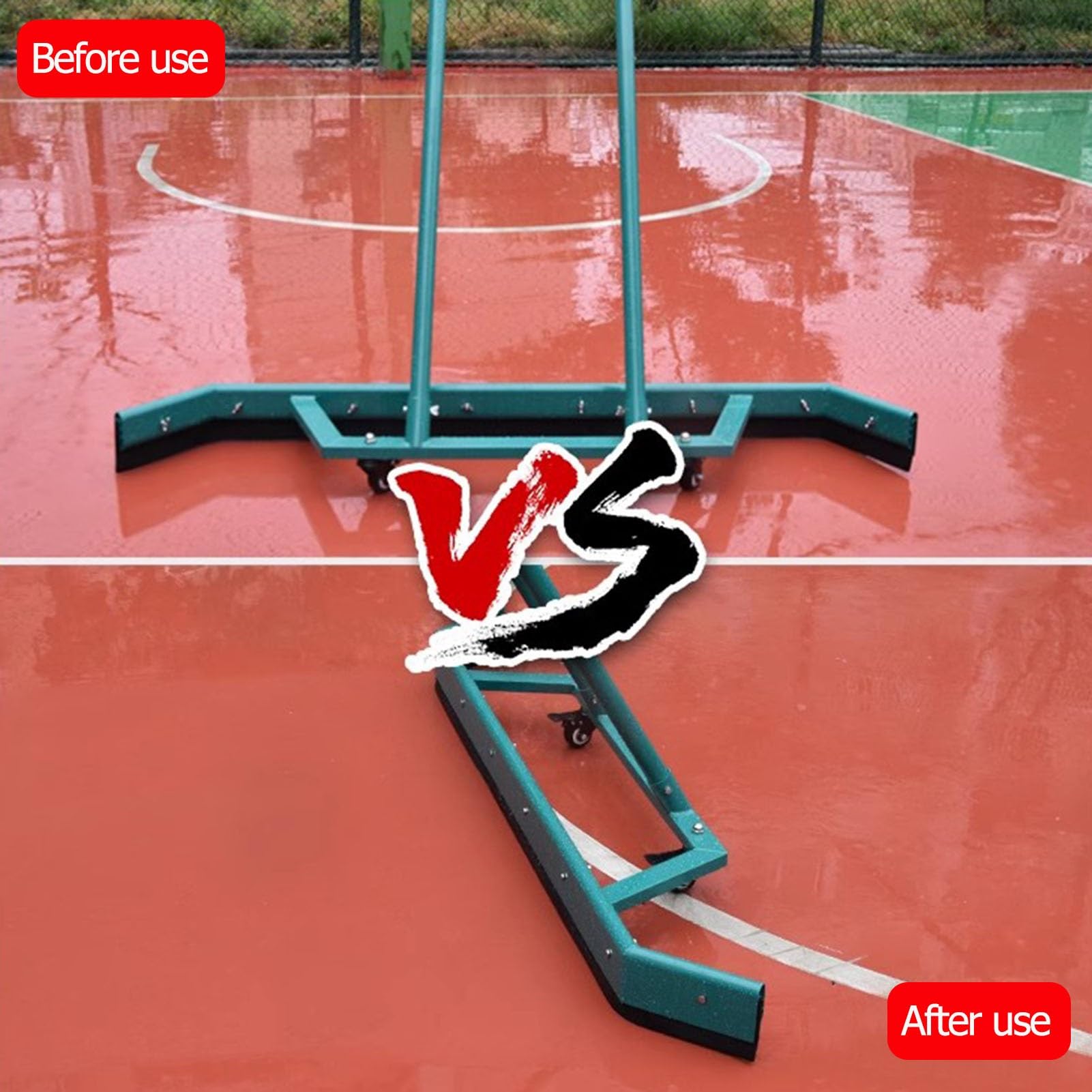 Escobilla de goma portátil para cancha de tenis, secador de agua resistente para canchas deportivas, canchas de baloncesto, estacionamiento con ruedas lisas