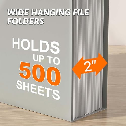 Miniatura 17 de Carpeta colgante de plástico de capacidad adicional, tamaño carta, paquete de 12 carpetas colgantes reforzadas con expansión resistente de 2
