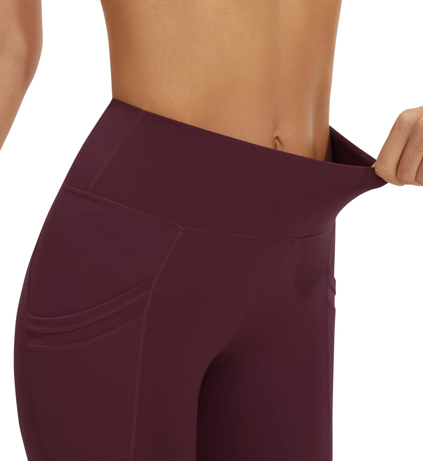 AFITNE Women’s High Waist Mesh Yoga Leggings with Side Pockets, Tummy Control Workout Squat-Proof Yoga Pants - Image 3