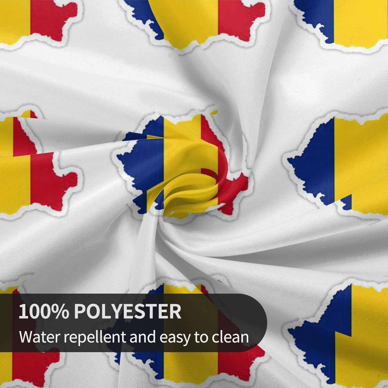 Romania Flag Map Print Wrinkle Free Dining Table Cover for Birthday Party Farmhouse Tablecloths Up to 60 x 60 Inches