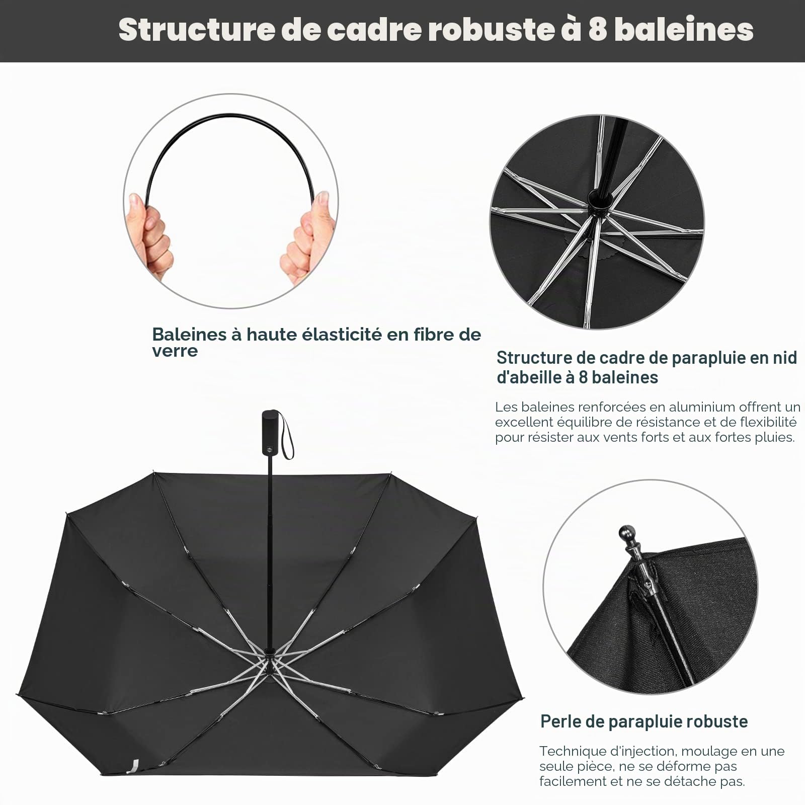 G4Free Parapluie de golf carré de 137,2 cm - Coupe-vent - Pliable - Compact - Ouverture automatique