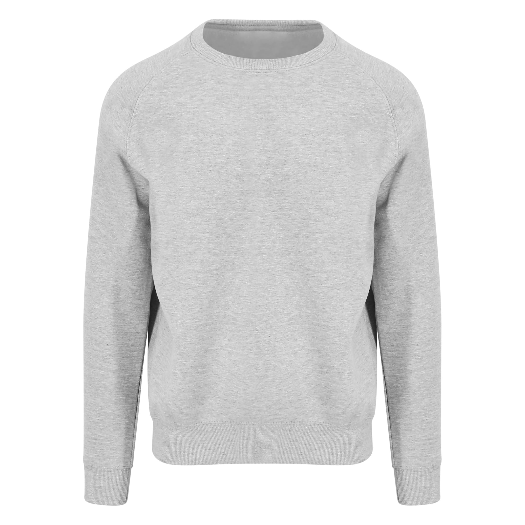 Aremie Men's Heather Grey Heavyweight Sweatshirts Plain Crew Neck Pullover Sweat Top Jumper - Light Large