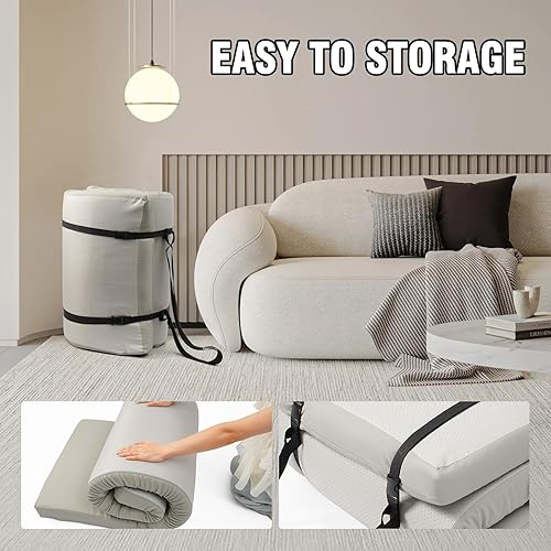 Miniatura 6 de Esterilla de yoga de 2 pulgadas de grosor, esterilla deportiva ultra gruesa que se puede enrollar para almacenamiento, 72 pulgadas x 24 pulgadas × 2