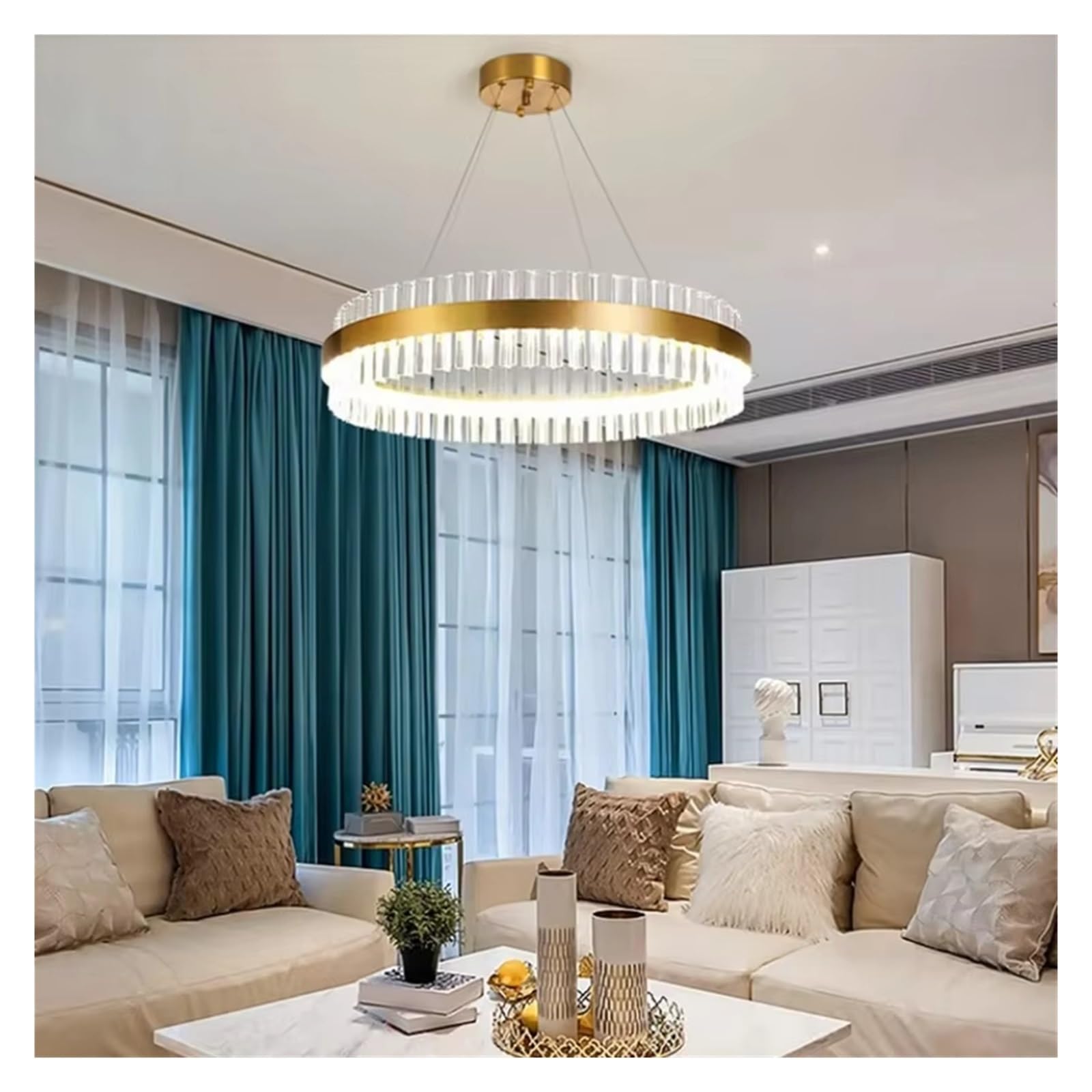 KXEcoLife Modern Luxury Crystal Chandelier Large Living Room Pendant Lights Lustre Home Decor Dining Ceiling Hanging Fixtures ﻿