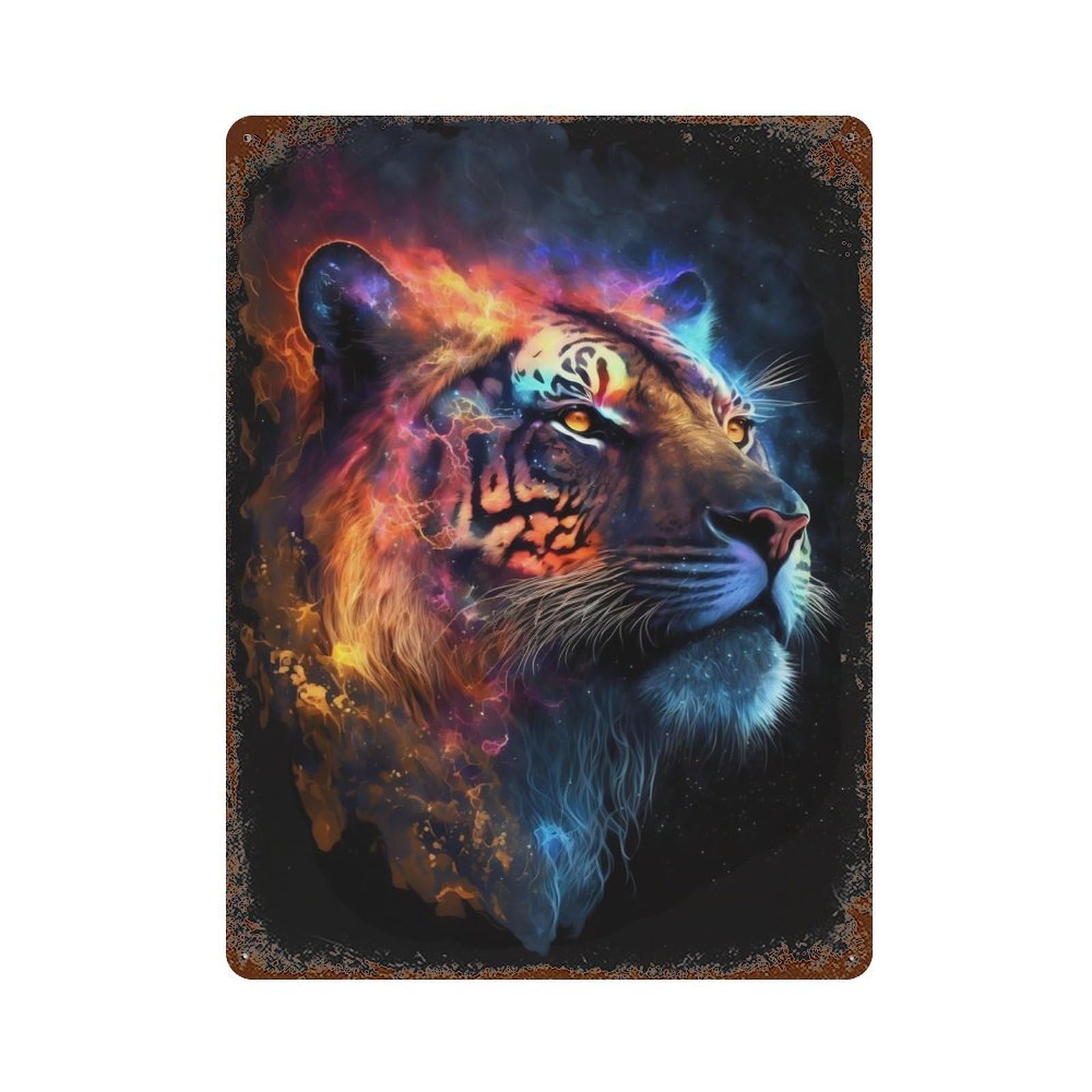 Star Tiger 15.7"x11.8" Retro Metal Sign, Vintage Wall Decor for Garage, Bar And Workshop Decor
