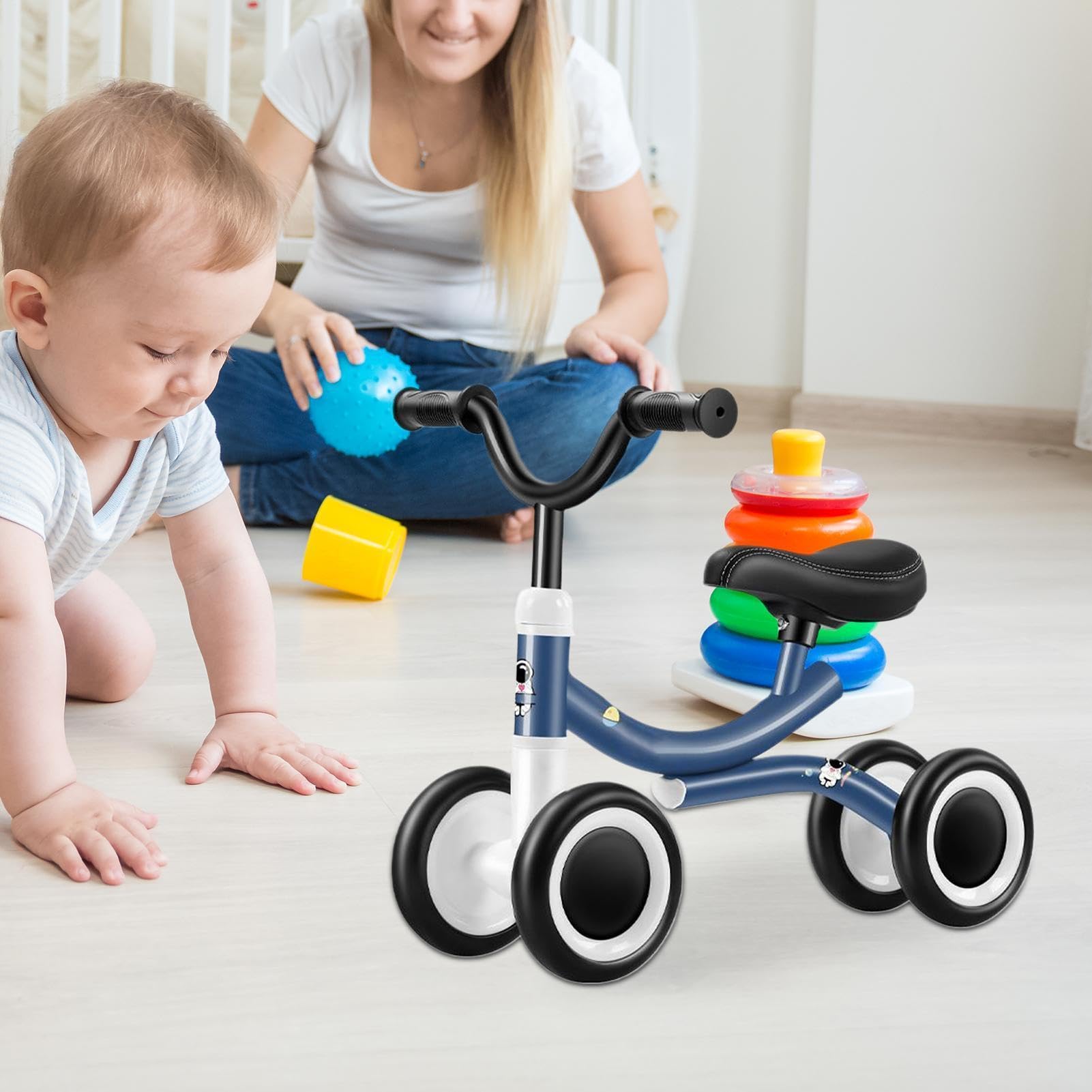 Bici senza Pedali per Bambini Bici Esterna 4 Ruote Per Primi Passi | Leggera per Bambini e Bambine da 1 a 3 Anni