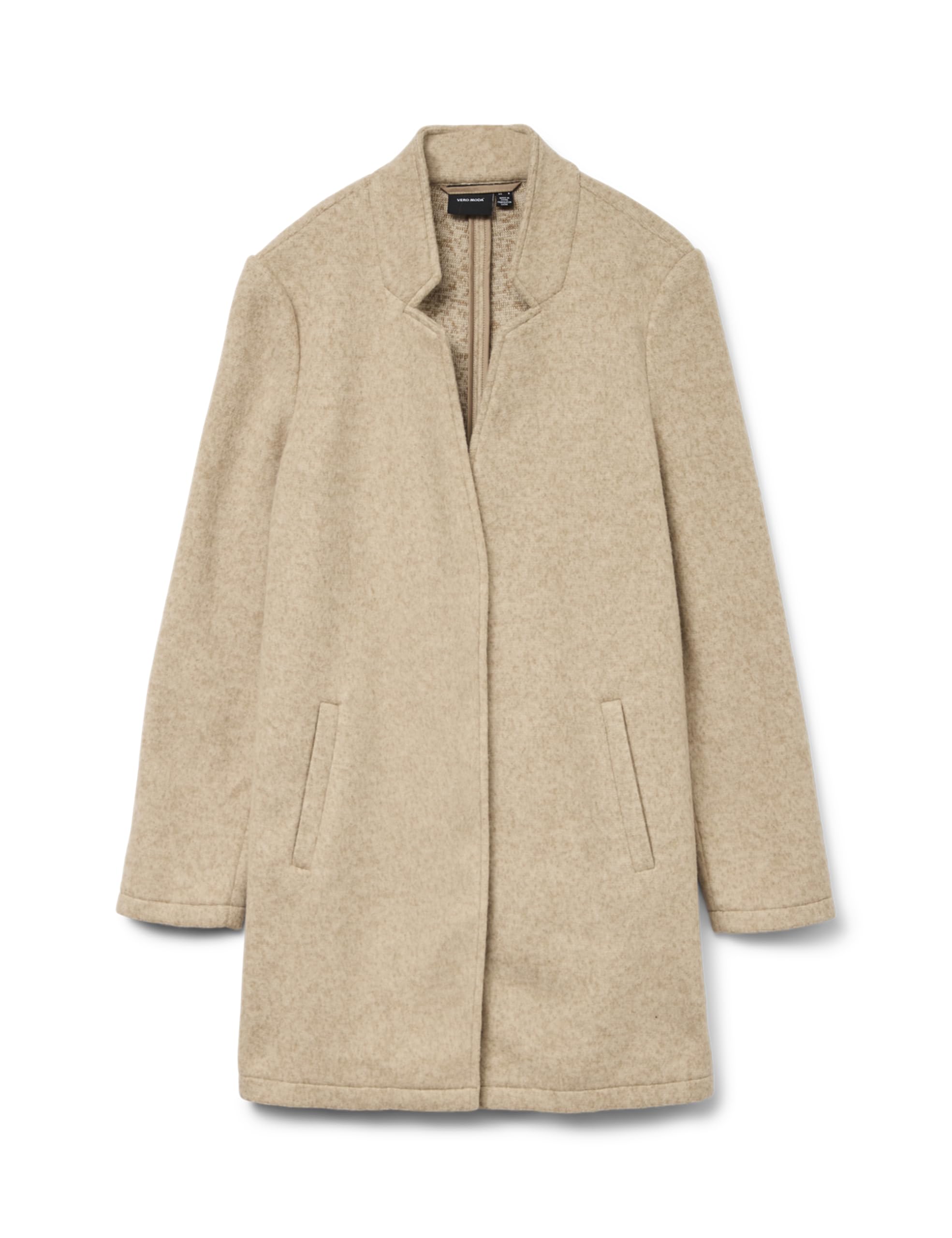 VERO MODA VMBrushedkatrine Women's Short Coat Long Jacket with Stand-Up Collar, Moon skirt/detail: melange, XS