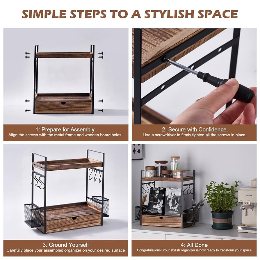 5-Tier Metal Desk Organizer With Large Document Folder, Wire Mesh, Office Accessories Storage