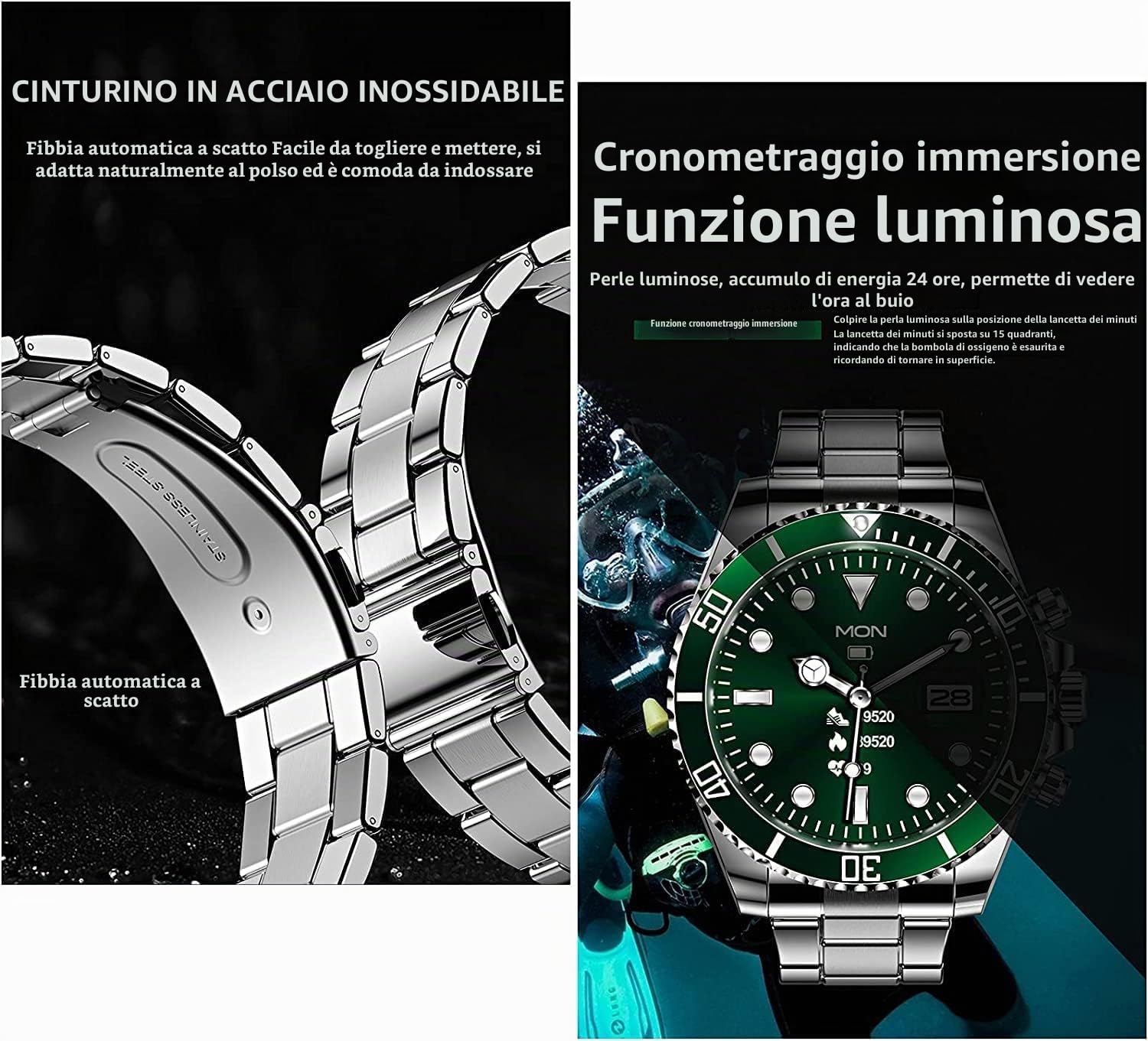 Smartwatch Touchscreen da 1,28" da Uomo in Acciaio Inossidabile per Android iOS, Smartwatch Meccanico alla Moda, Chiamate Bluetooth con Cardiofrequenzimetro/Monitor del Sonno,C