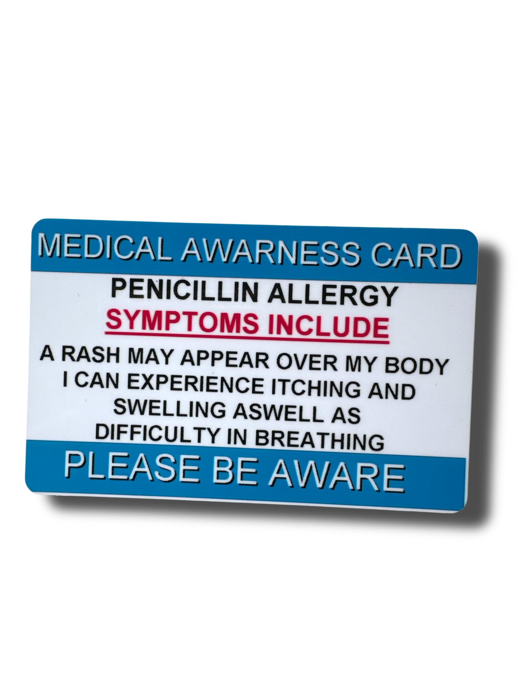 Medical Awareness Information Card (Penicillin Allergy)
