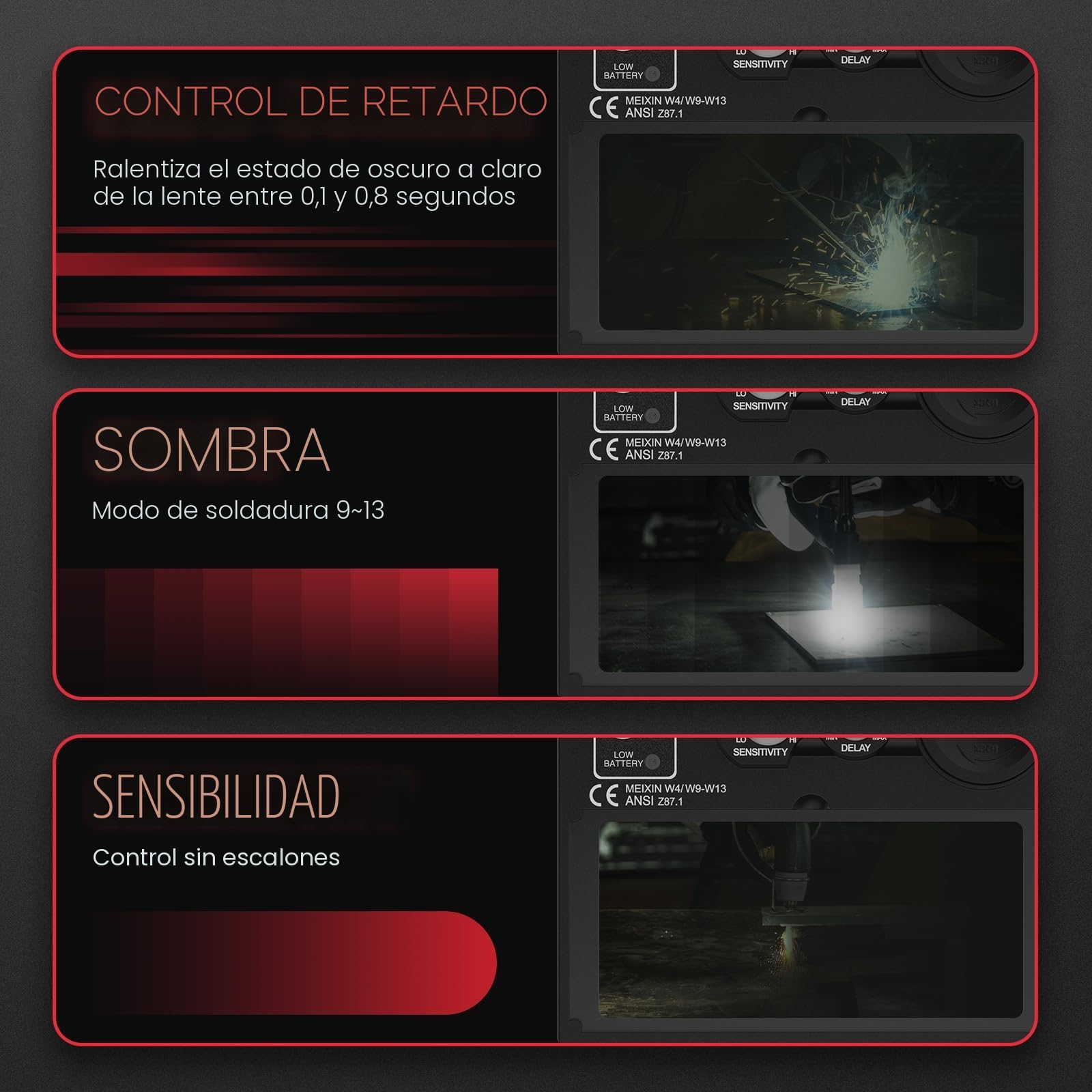 YESWELDER Color Verdadero Careta Soldar Automatica 92.5x42.5mm, Mascara de Soldar Bloqueo de Luz Azul, Capucha Casco de Soldadura Sombra Ancha 4/9-13 para TIG MIG ARC Grind