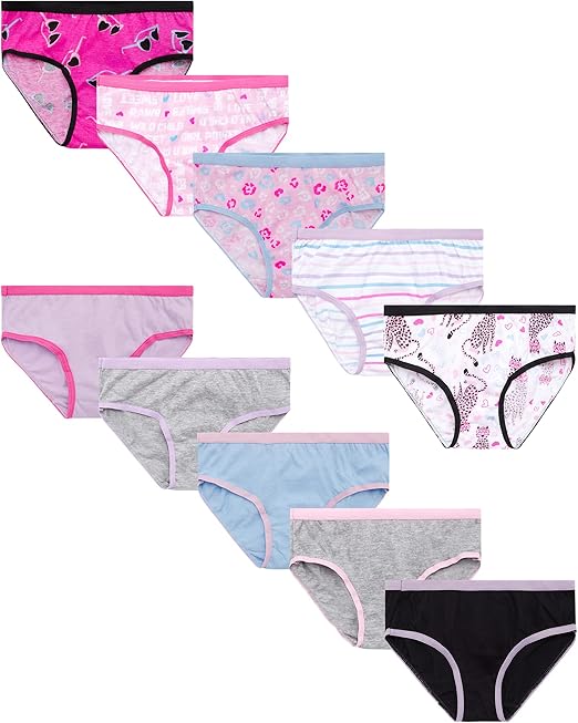 Limited Too Girls’ Underwear 10 Pack Cotton Bikini Briefs Panties (Size 412