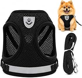Guia Coleira Peitoral para Cachorro/cães e Gatos Pet Colete Refletivo Tam P Anti puxão – Ideal para Filhotes, Spitz Alemão, Lulu da pomerânica, Pinscher, Shi Tzu (preto)