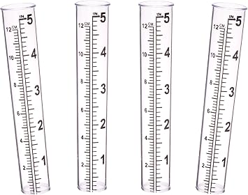 5" Plastic Rain Gauge Replacement Tube for Outdoor Garden Yard Home Set of 4