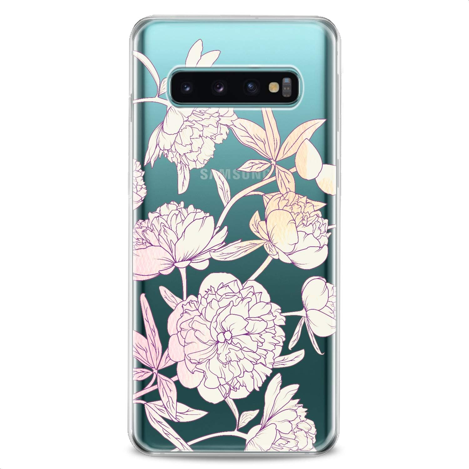 TPU Case Replacement for Samsung Galaxy J8 J7 Max Cover J6 Plus J5 J4 J3 Pro J2 Peony Graphic White Slim fit Elegant Soft Design Female Clear Girly Cute Flexible Silicone Woman Print Blossom image 5