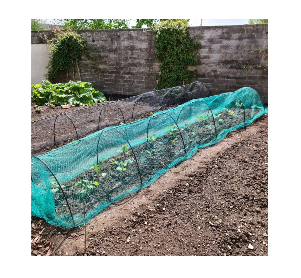 Black Modular Cloche Hoop Tunnel Kits 1.2m Wide x 0.6m High 1.8m Long with Ultrafine Veggimesh, Fine Insect Netting