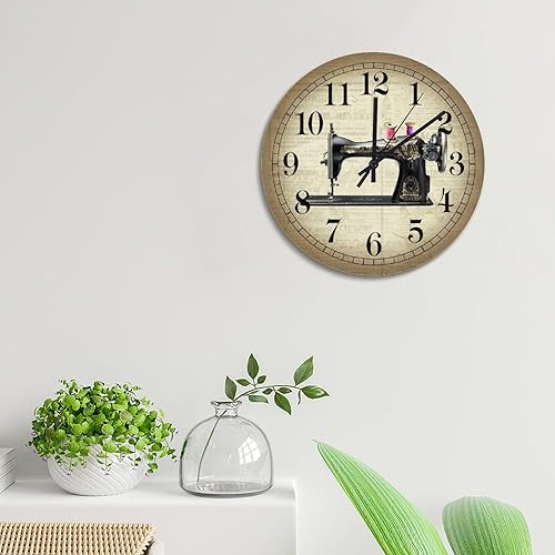 Miniatura 3 de ArogGeld Reloj de pared para sala de coser, máquina de coser, relojes de pared de 15 pulgadas, funciona con pilas, silencioso, sin tictac, reloj