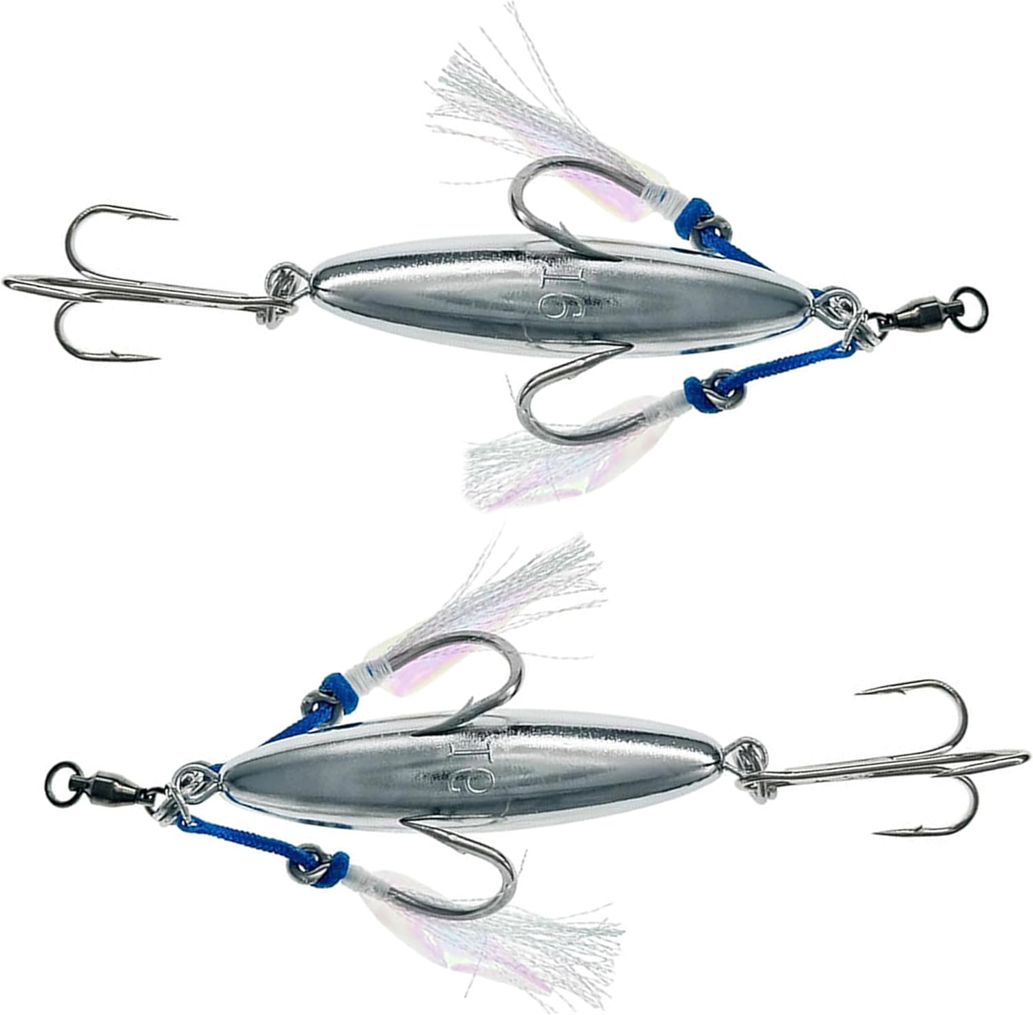 5" Eddie Bomb Vertical Flat Fall Jigs 16oz, 2 Pcs Chrome, for Bluefin Tuna Jigging, Rigged & Unrigged, Ideal for Heavy BFT Saltwater Fishing