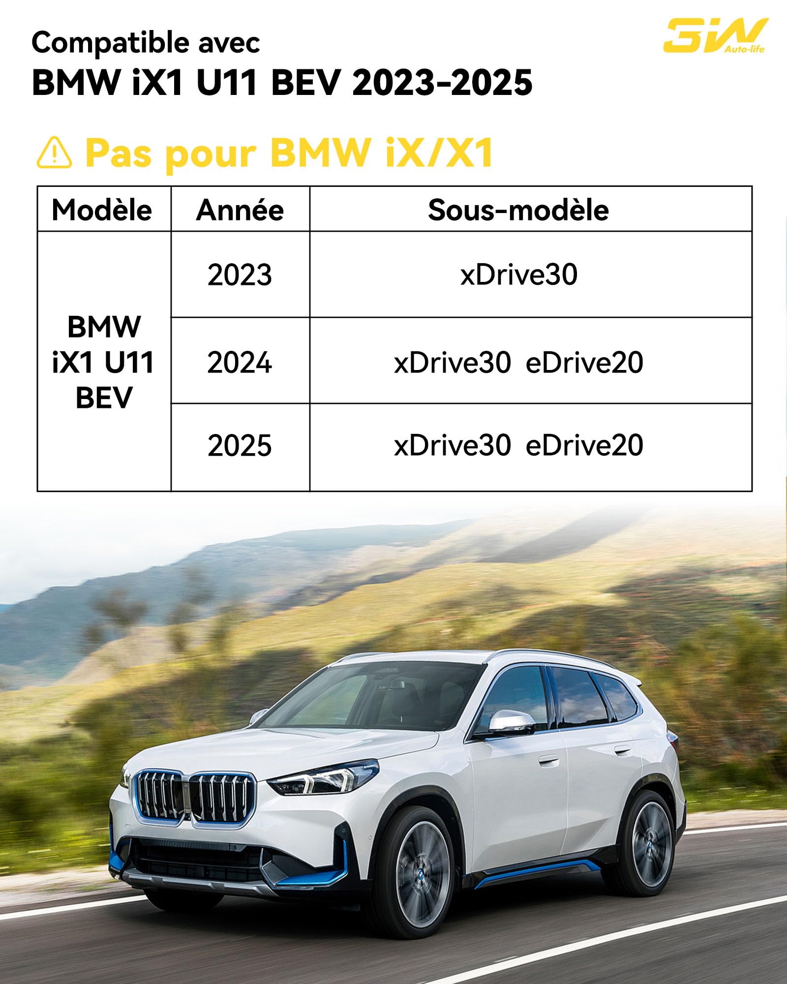 3W Tapis de Coffre pour BMW iX1 & X1 Hybride U11 2023-2026 | Sur Mesure (Hybride/iX1), Inodore en Thorex™, Protection Coffre pour Chien, Imperméable et Anti-Chocs, Facile à Nettoyer