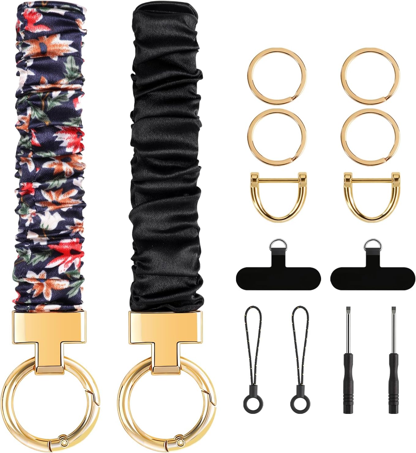 2Pcs Scrunchie Keychain Wristlet,Stretchy Key Chain Wrist Bracelet for Women,Car Keys with Phone Tether Tab