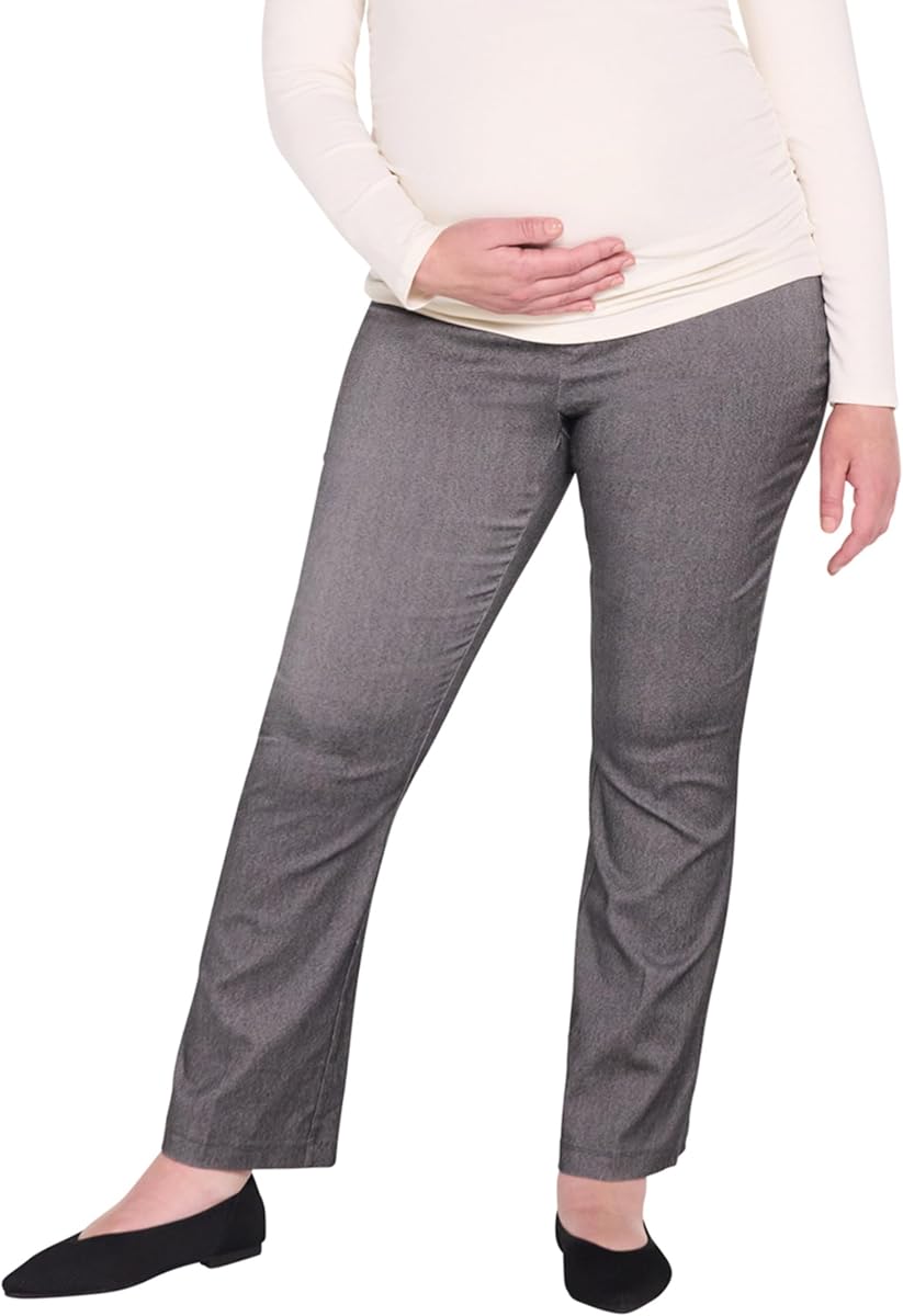 Motherhood Maternidad Pantalones de vestir de embarazo para mujer, superelásticos, ajuste secreto sobre el vientre, tobillo, pierna recta, para el trabajo