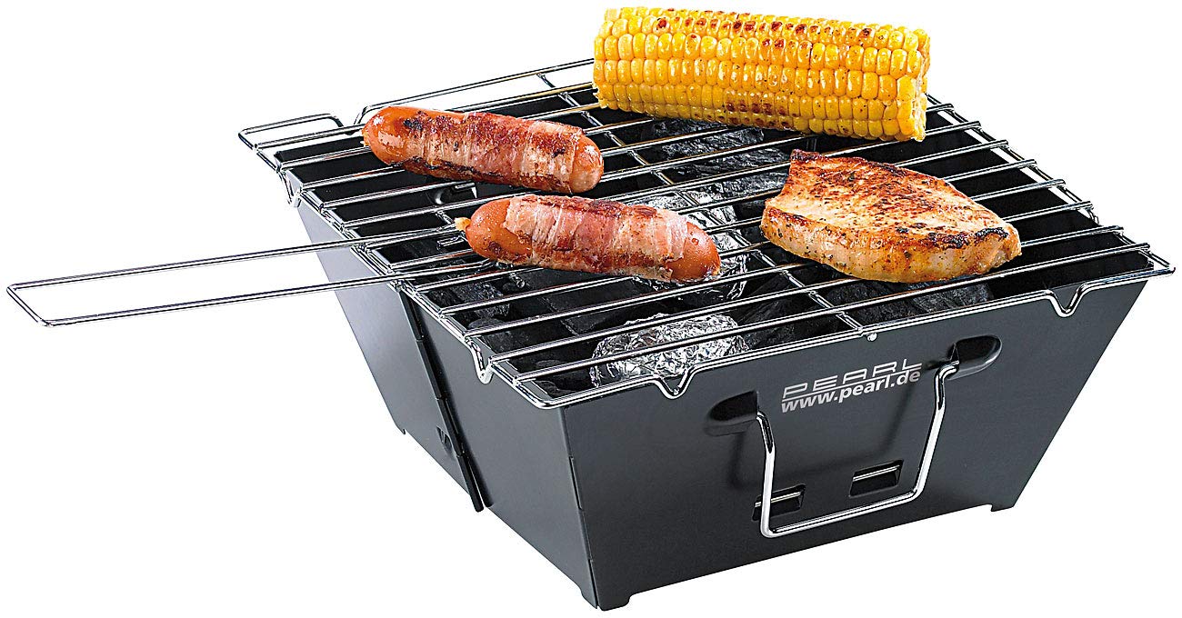 PEARL Faltgrill: 2er-Set flach zusammenklappbare Kohle-Grills, Grillfläche je ca. 24,5 (Camping Grill, Klapp, BBQ)
