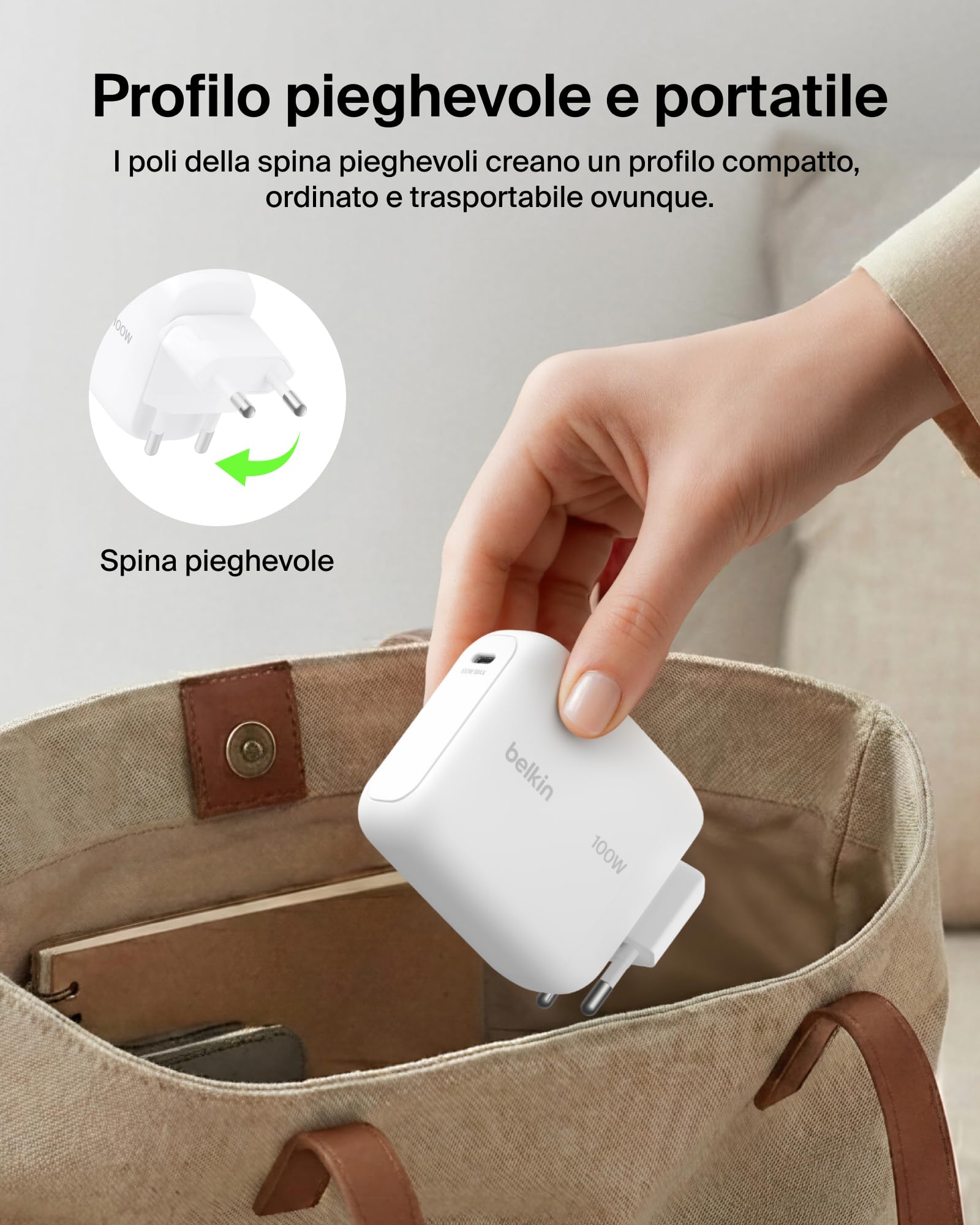 BOOSTCHARGE 100W USB-C GAN LADE - EINKLAPPBAREM STECKER WEI