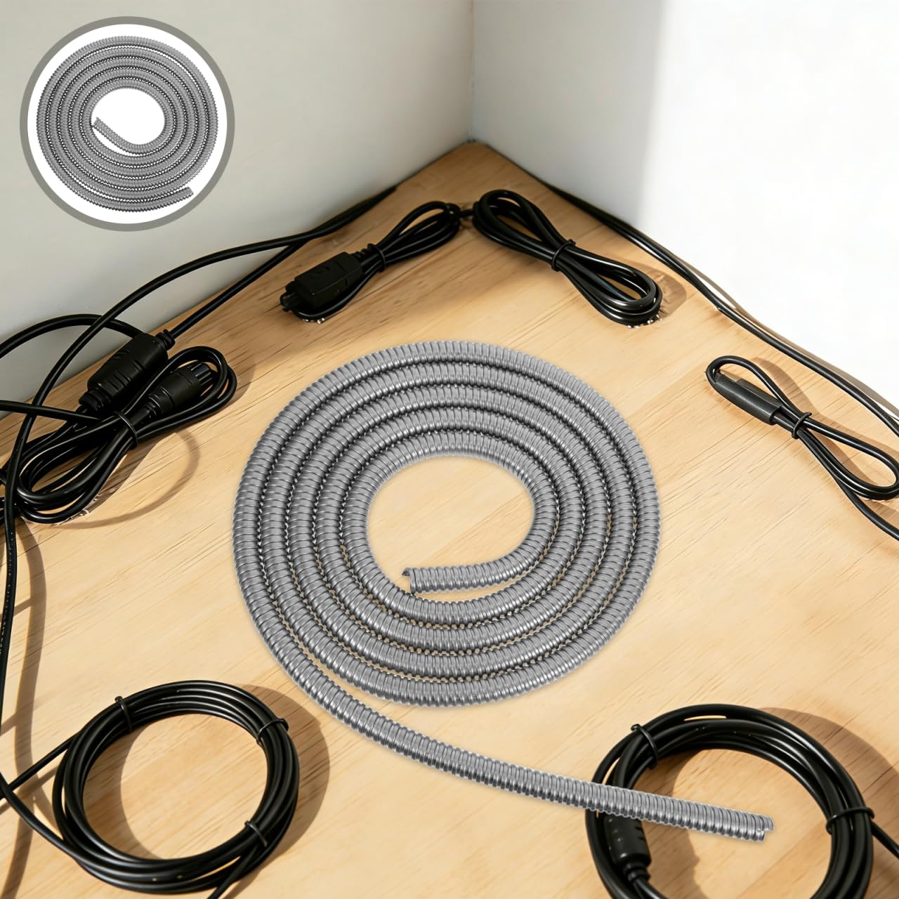 Gaine Flexible en Acier Inoxydable 304 - Conduit MéTallique Flexible 1.60 Cm X 118.11 Pouces pour Protection Antirouille De CâBles ÉLectriques en Atelier Et Garage