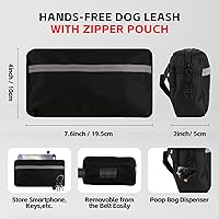 Vista 6 de Correa de perro manos libres para 2 perros con cinturón y bolsa grande, correa de cintura para pasear perros, correr y senderismo, correas dobles