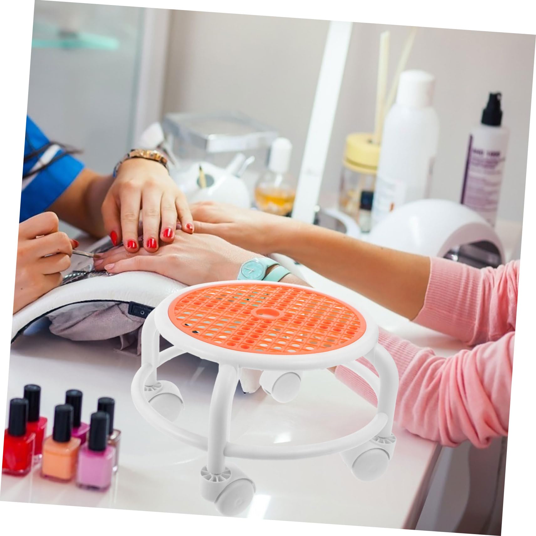 Ipetboom Sgabello Basso Girevole Ruote per Pedicure e Manicure | Sedile Massaggiante, Rullo per Piedi Pedicure, Poggiapiedi Estetista, Uso in Salone