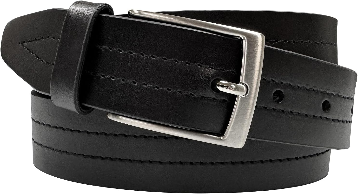 Men's Oil-Tanned Genuine Leather Dress Classic Belt 1-1/8"(30mm) or 1-3/8"(35mm) Wide One Piece Dress Belt