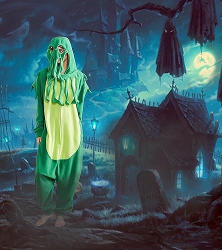 Miniatura 4 de Focupaja Pijama unisex de una pieza para Halloween, disfraz de fiesta de Navidad, cosplay, overol para el hogar, ropa de dormir