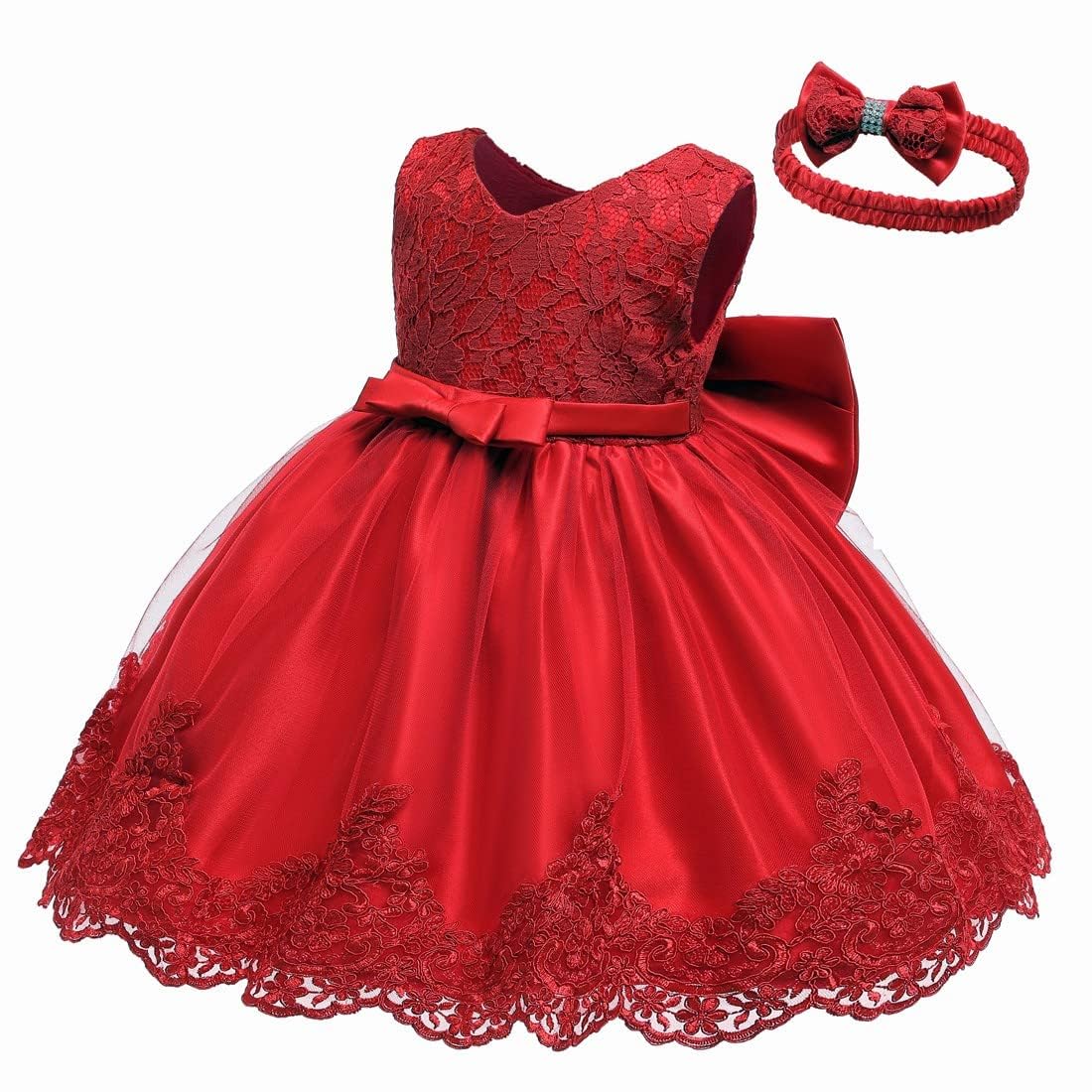 LZH bébé Filles Robe en Dentelle Bowknot Robes de Fleurs Mariage Pageant baptême baptême Robe Tutu