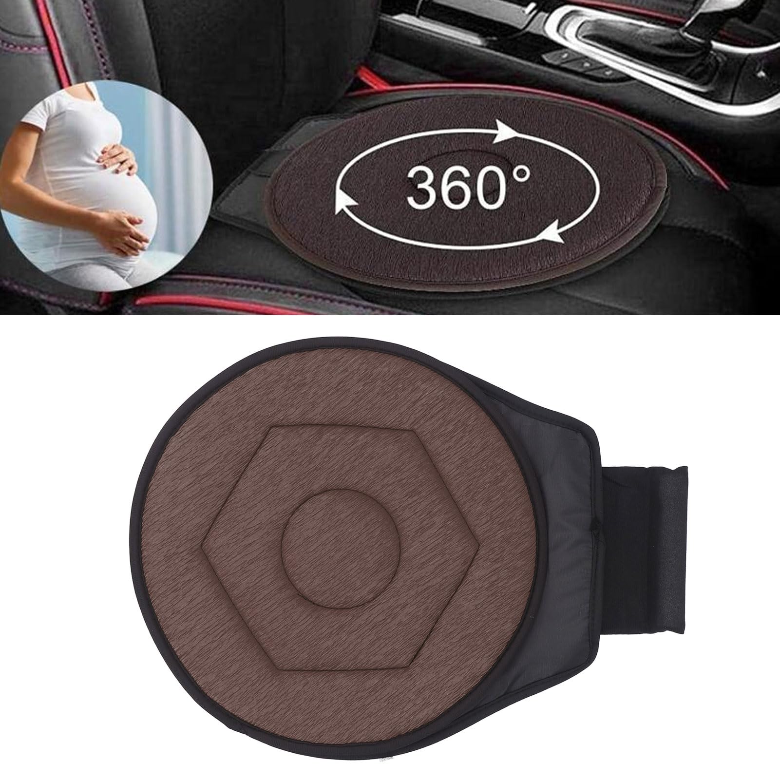 Poduszka Obrotowa do Samochodu, Poduszka Obrotowa o 360 Stopni, Miękka, łagodzi Zmęczenie Lędźwiowe u Osób Starszych (BLACK) (BROWN)