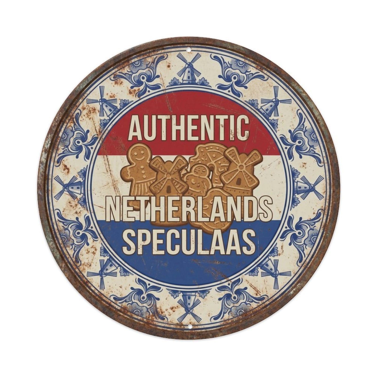 Netherlands Speculaas Travel Spiced Biscuit Cuisine Metal Tin Sign