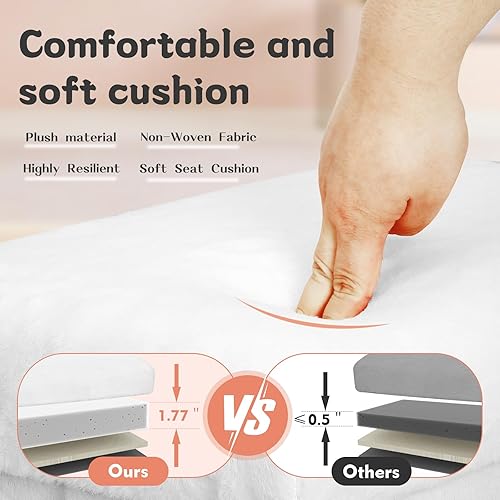 Miniatura 6 de Cubo otomano de almacenamiento, otomana pequeña con almacenamiento con asiento acolchado peludo más grueso, taburete reposapiés plegable de piel