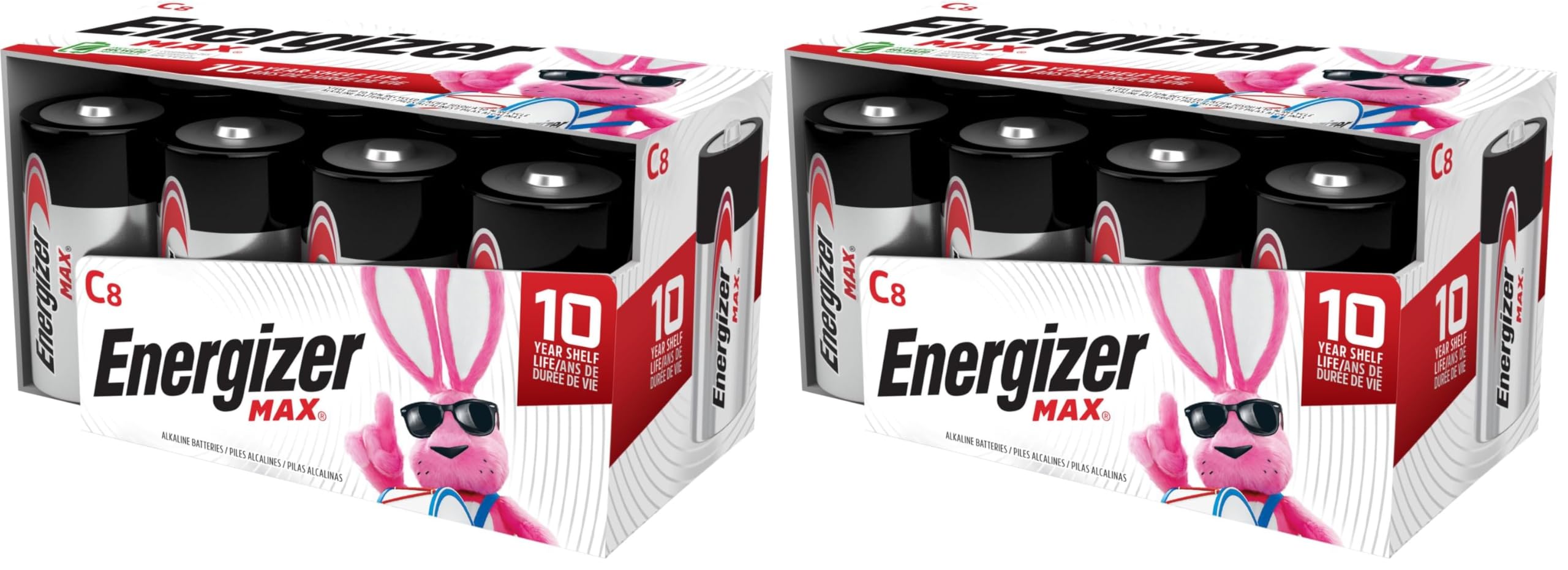 Energizer MAX C Batteries, Premium Alkaline C Cell Batteries, (8 Battery Count), (Pack of 2)