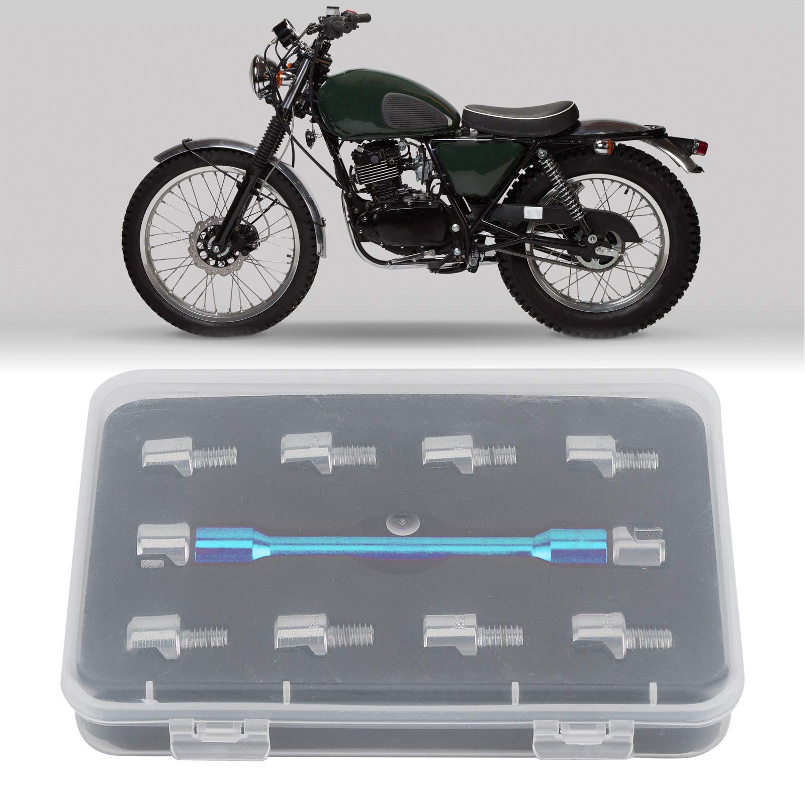 Qiilu Llave de radios de motocicleta, Juego de llaves CNC de llave de radios de motocicleta 5.0-6.8 Longitud 93 mm / 3.7in para la mayoría de las motocicletas(Azul)