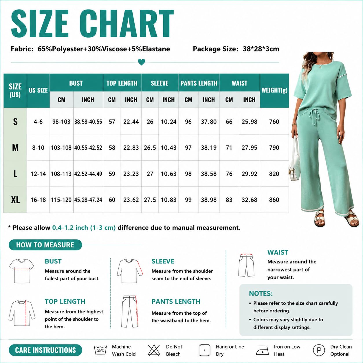 Genérico Conjunto De Dos Piezas De Verano para Mujer: Top De Manga Corta Y Pantalón De Pierna Ancha. Conjunto Deportivo Suave Y Ligero, Elástico, Informal, Ideal para Vacaciones Y para Viajar.