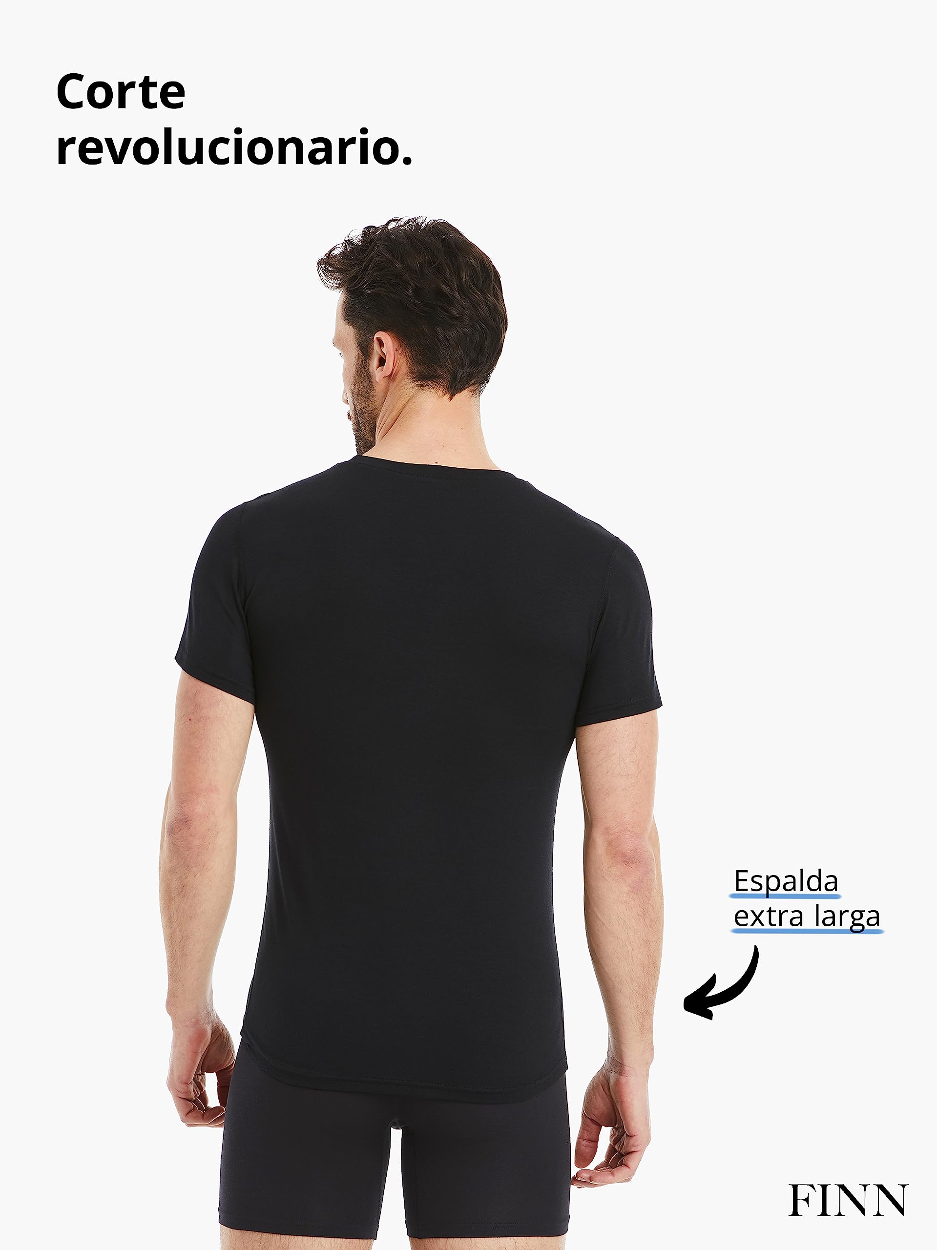 FINN Camiseta Interior Business para Hombres de Manga Corta con Cuello Redondo - Camiseta Interior de Tejido Original Lenzing® Modal - el T-Shirt Debajo de Camisas y Trajes