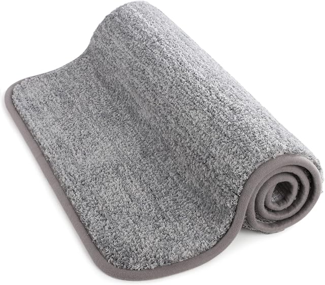 Lifewit Indoor Doormat Super Absorbent Water Low Profile Mats Machine Washable Non Slip Rubber Entrance Rug for Front Door Inside Dirt Trapper Mats Shoes Scraper, Grey, 90 x 60 cm