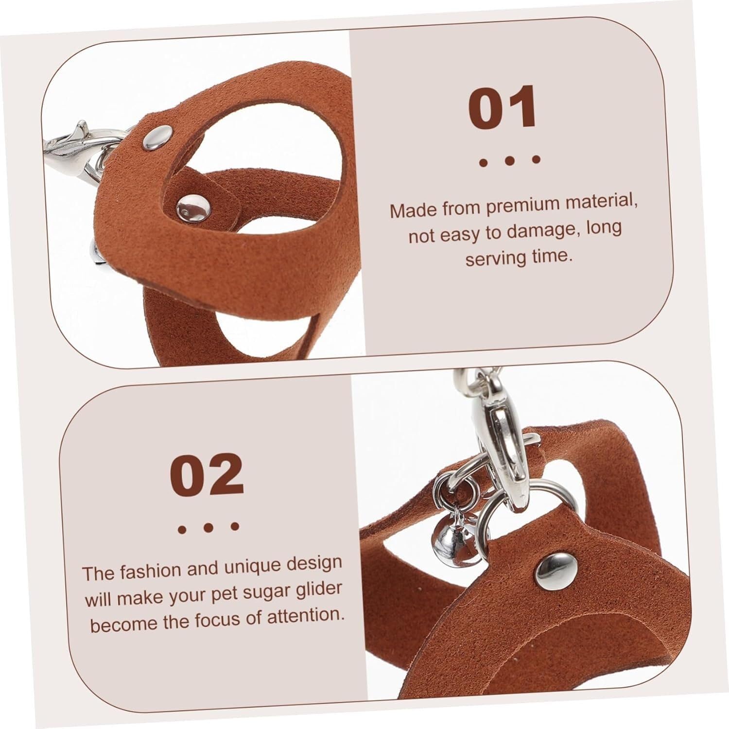 Round Mold for English Muffins - Griddle Cooking Shaper for Breakfast Sugar Glider Traction Rope Small Pet for Outdoor Walking Lightweight Sturdy(Brown,13X5X0.5CM)