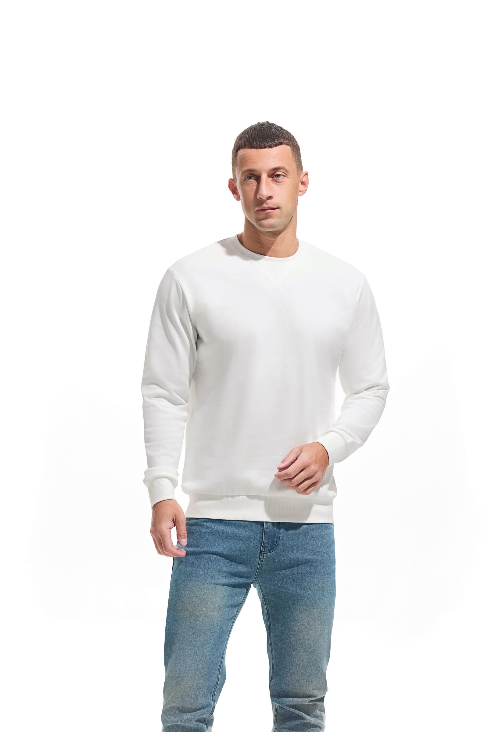 VEIISAR Herren Sweatshirt mit Rundhalsausschnitt Männer Basic Pullover Langarmshirts Freizeit Sport Shirt
