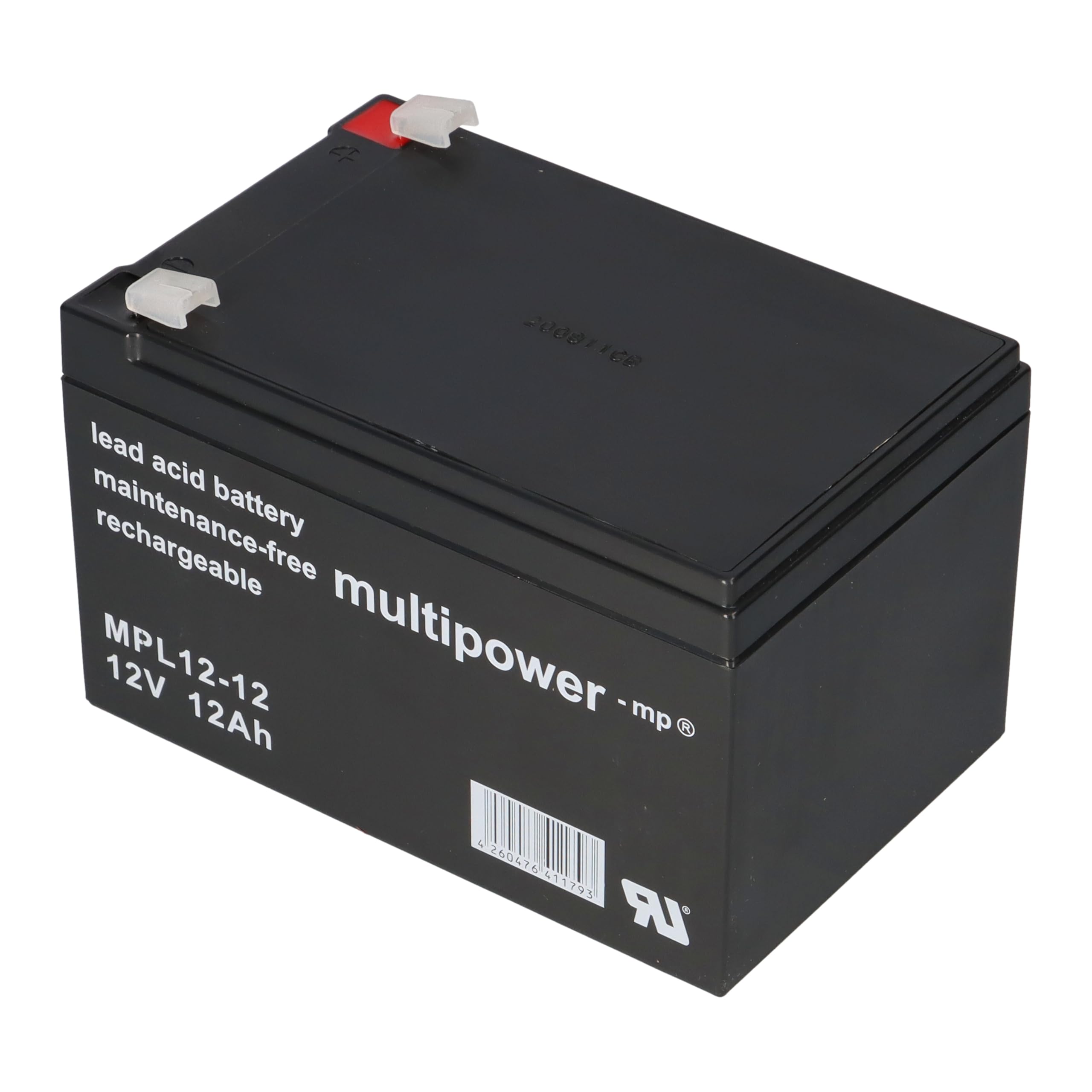 Juego de baterías de plomo AGM de 12 V y 12 Ah con cargador 1 A, Faston de 6,3 mm, batería Multipower MPL12-12 + cargador DL12-1.0, sin mantenimiento, Eurobat 10 años, 151 x 98 x 98 mm