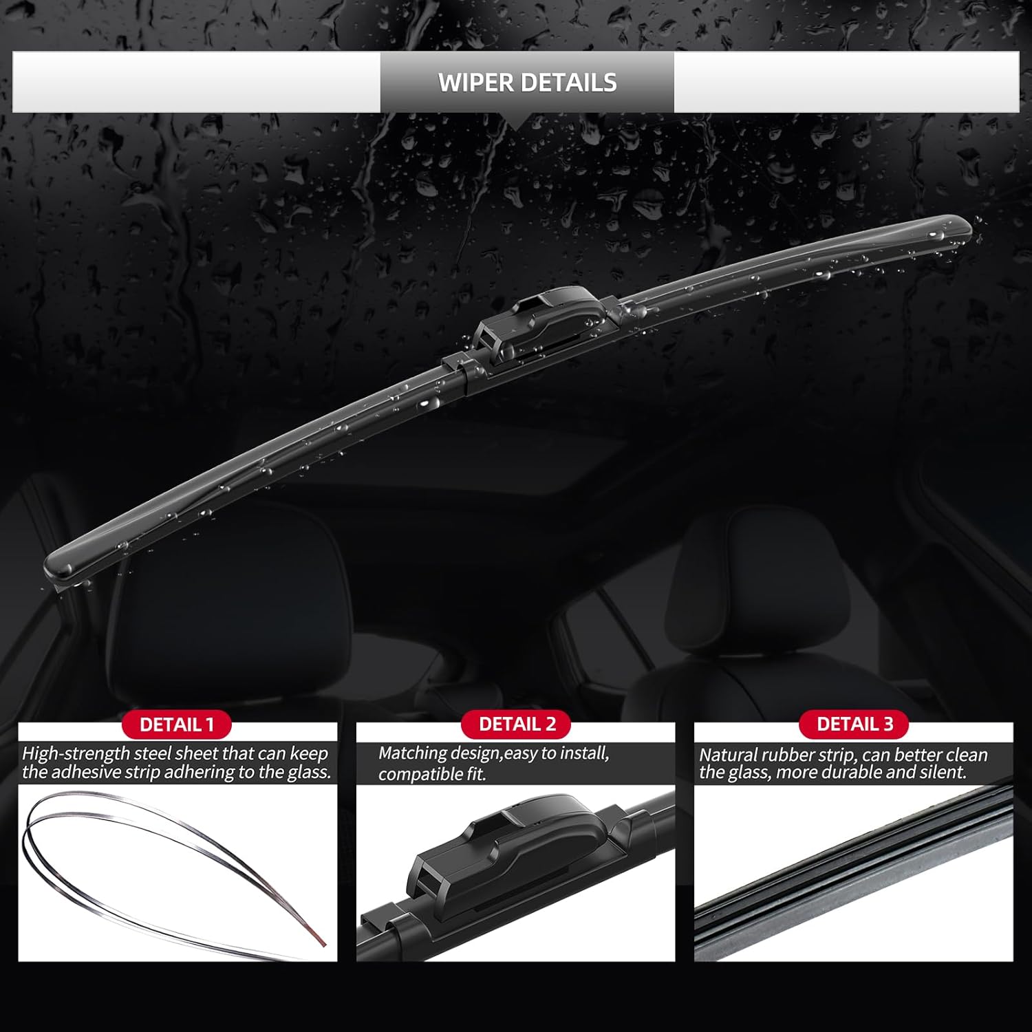 Front and Rear Windshield Wiper Blades, 3 Pcs Front and Back Windshield Wipers Blades Replacement for Toyota Venza 2021-2024, 26" 16" 14", Car Window Wiper Blades for 2021 2022 2023 2024.
