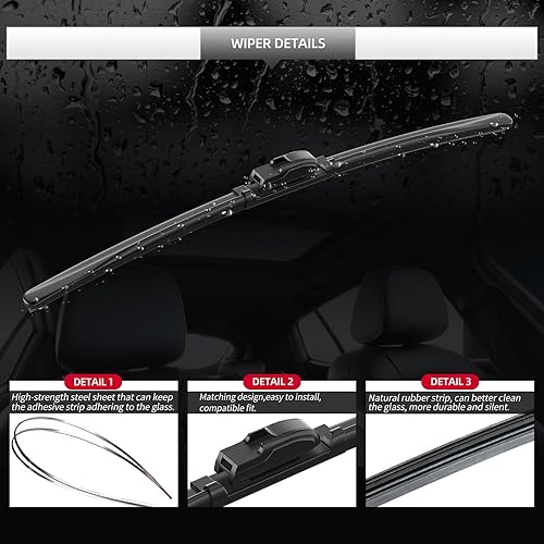 Miniatura 4 de Repuesto para limpiaparabrisas delantero RAV4 2013 2014 2015 2016 2017 2018 con limpiaparabrisas trasero (26+16+10)