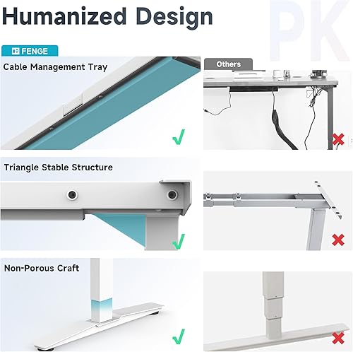 Miniatura 5 de Fenge Escritorio de pie con doble motor, altura ajustable, grande de 55 x 27 pulgadas, escritorio eléctrico de pie para sentarse, oficina en casa,