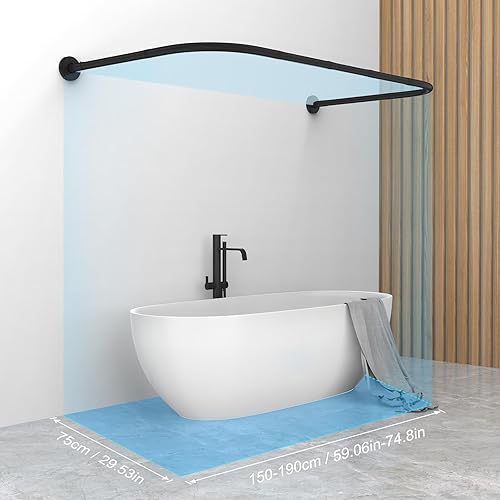 Miniatura 3 de Barra de cortina de ducha UL shapd 29.5 pulgadas x (59"-75") x 29.5 pulgadas, la barra de cortina de ducha ajustable nunca se oxida, barra de
