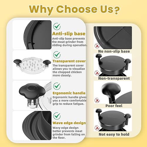 Miniatura 4 de Trituradora de pollo, herramienta trituradora de pollo, trituradora de carne de mano, para pechuga de pollo, cerdo, carne de res, tapa visible,