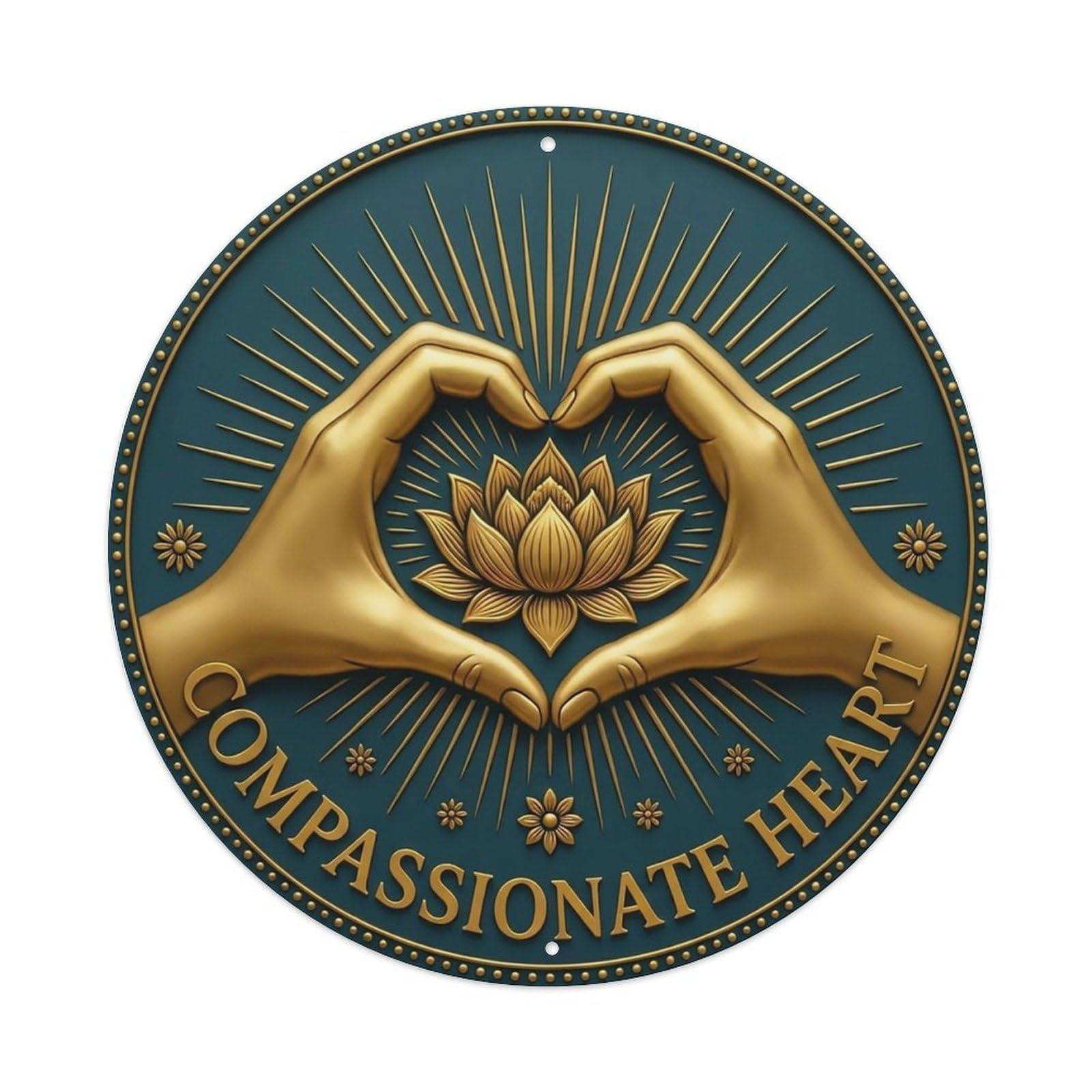 Vintage Compassionate Heart Flower Zen Yoga Metal Tin Sign